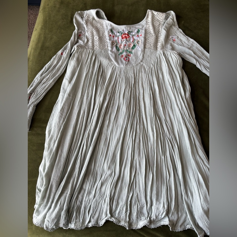 Embroidered Floral Long Sleeve backless Free People Mohave dress